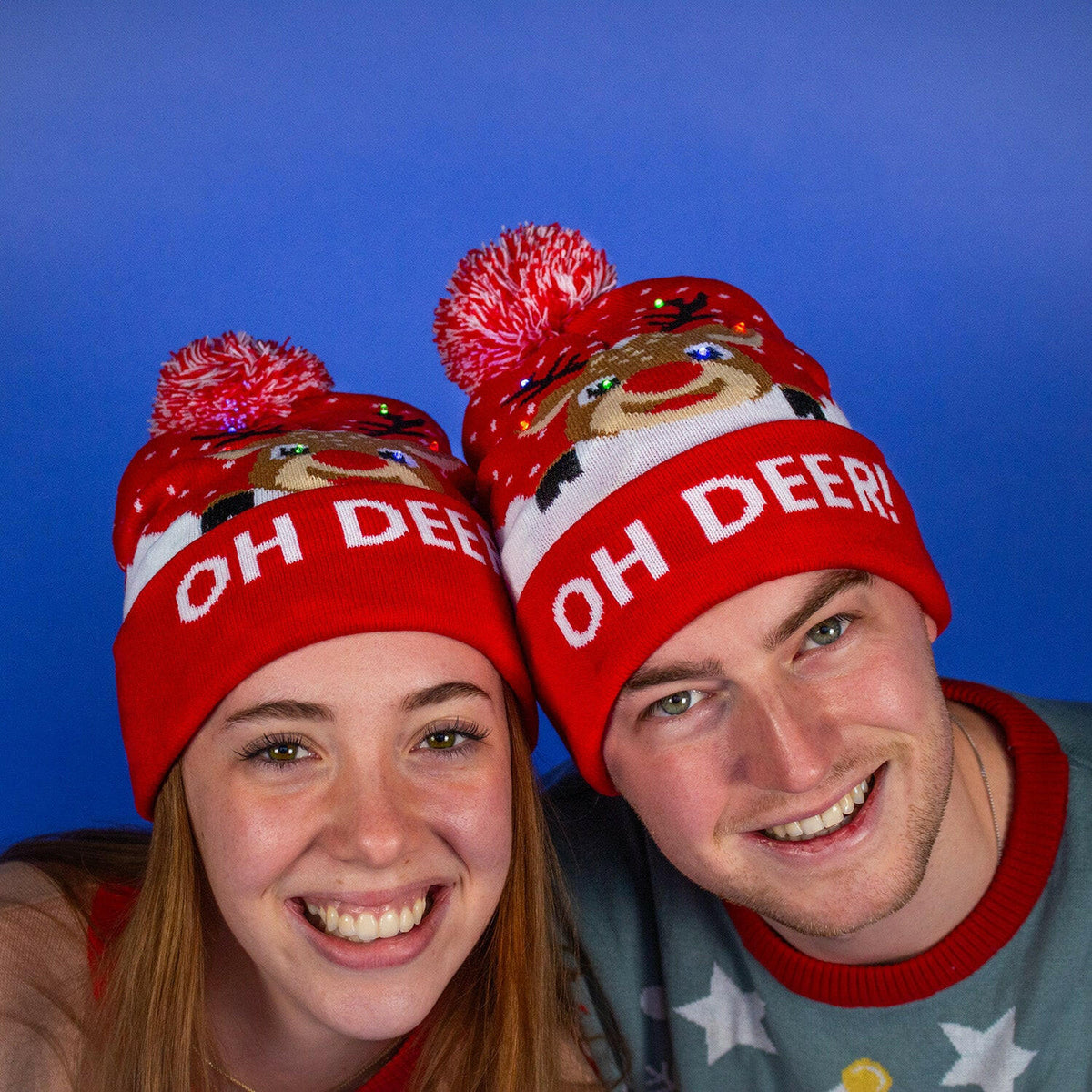 JAP Kerstmuts met gekleurde lichtjes - OH DEER! - Rood, gedragen