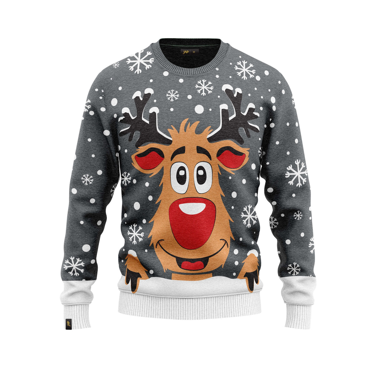JAP Kersttrui - Rudolf het Rendier - Grijs