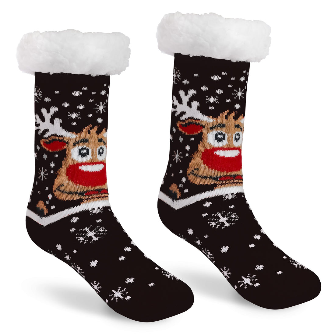 JAP Kerstsokken met anti slip - Rudolf het Rendier - Zwart