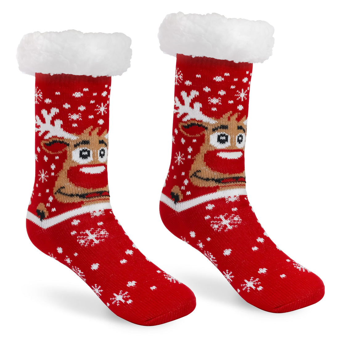 JAP Kerstsokken met anti slip - Rudolf het Rendier - Rood