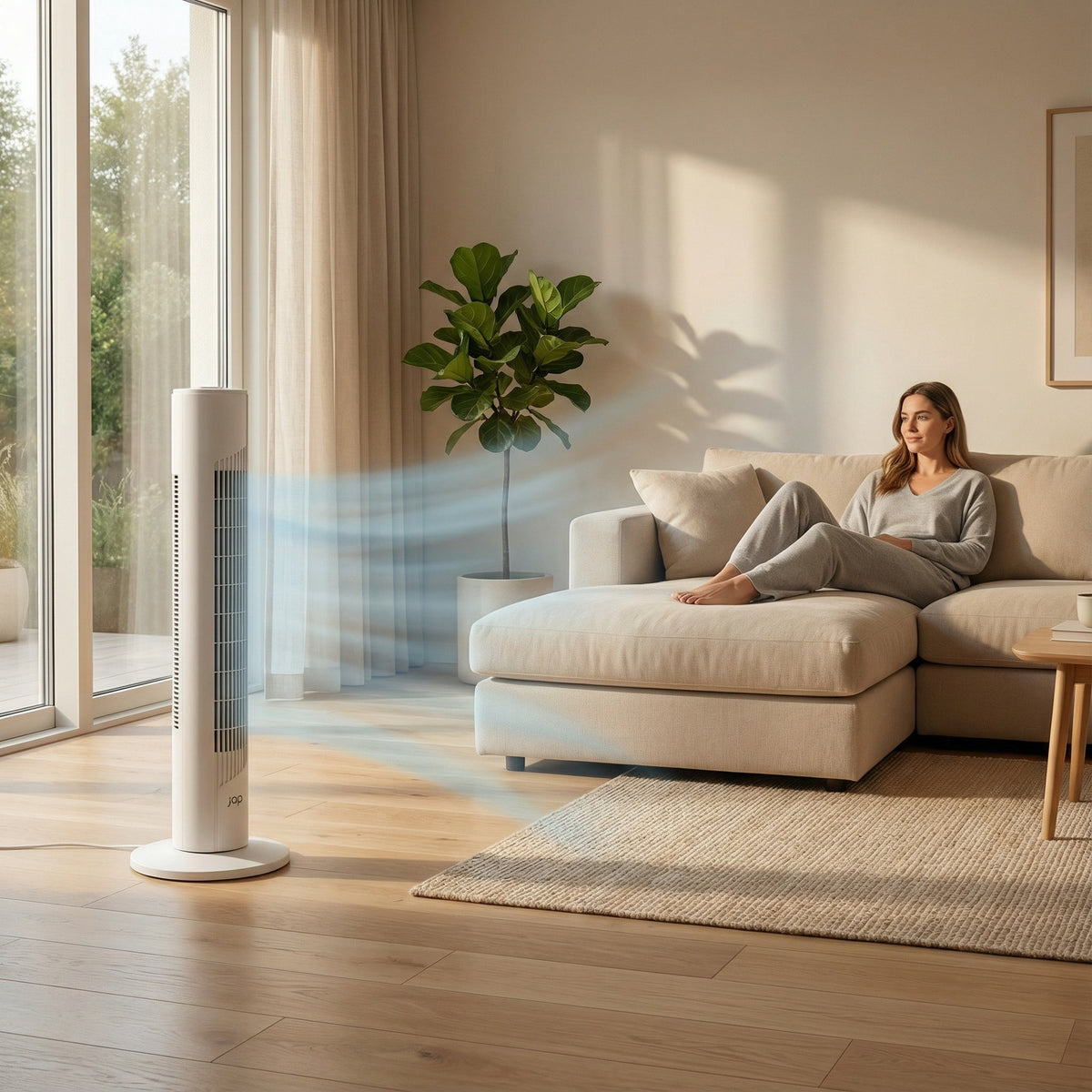 JAP Quebec torenventilator 76 cm met 3 snelheden in gebruik