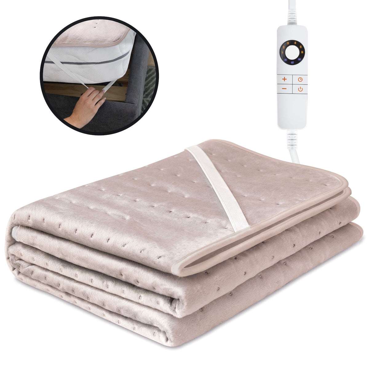 STAUS&BACH CozySnug elektrische onderdeken 2-persoons, dusty pink, detail