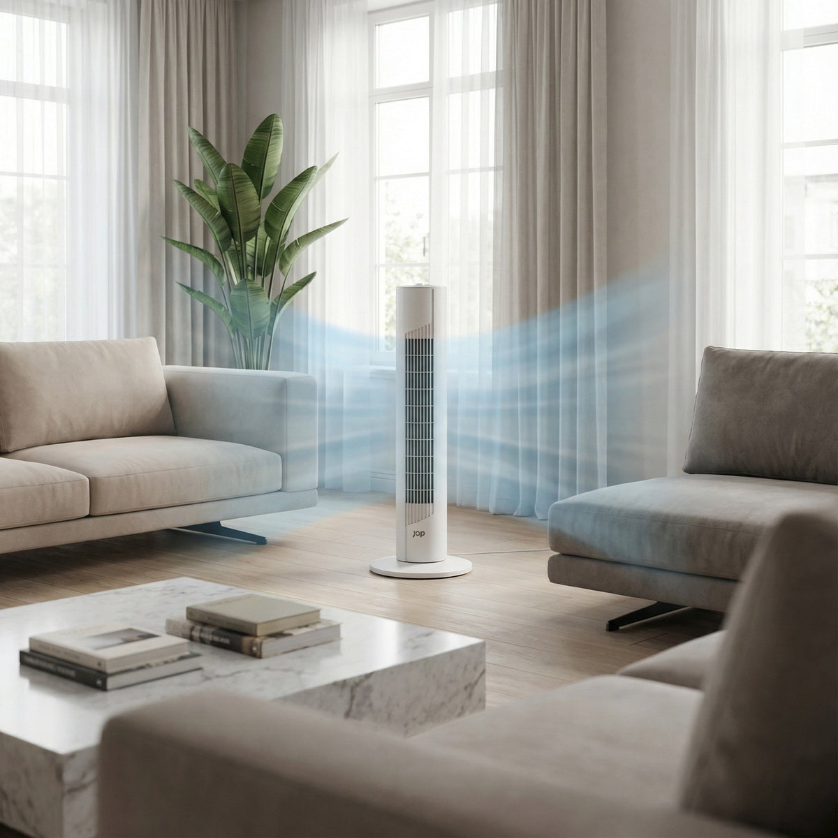 JAP Quebec torenventilator 76 cm met 3 snelheden in gebruik