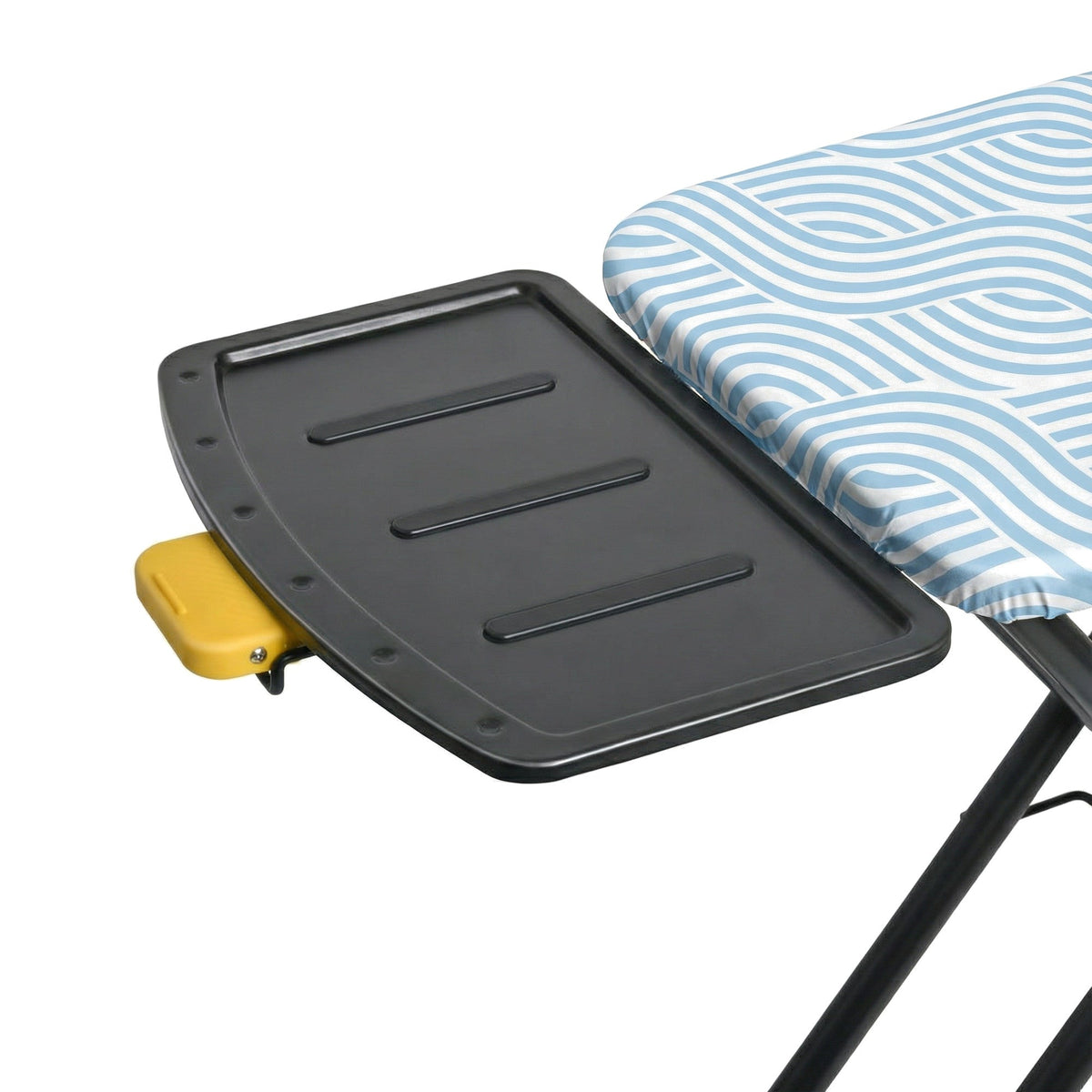 Ironiq Pro X strijkplank voor stoomgenerator in blauw, houder voor de stoomunit met geel slotje