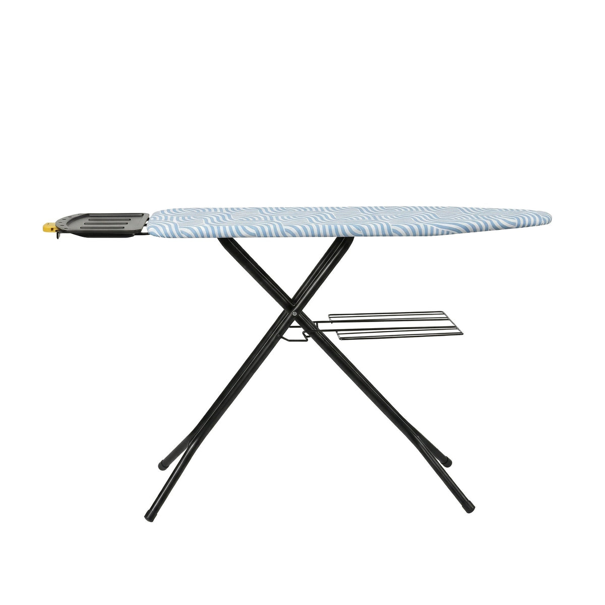 Ironiq Pro X strijkplank voor stoomgenerator in blauw, uitgeklapt van opzij