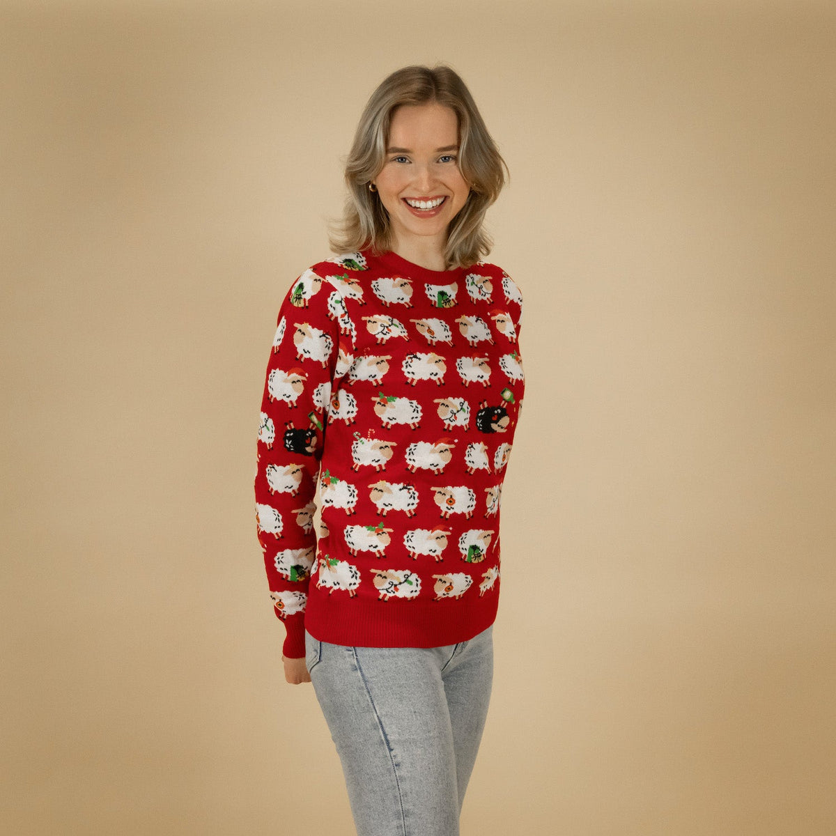 JAP Kersttrui - 't Zwarte schaap (Princess Diana) - Rood, gedragen
