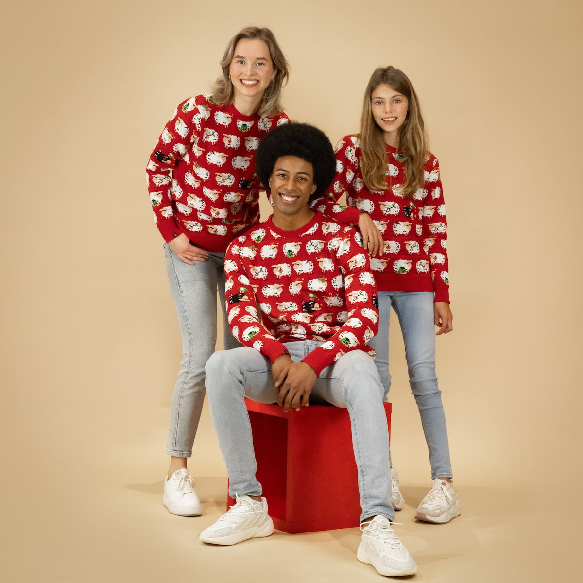 JAP Kersttrui - 't Zwarte schaap (Princess Diana) - Rood, gedragen