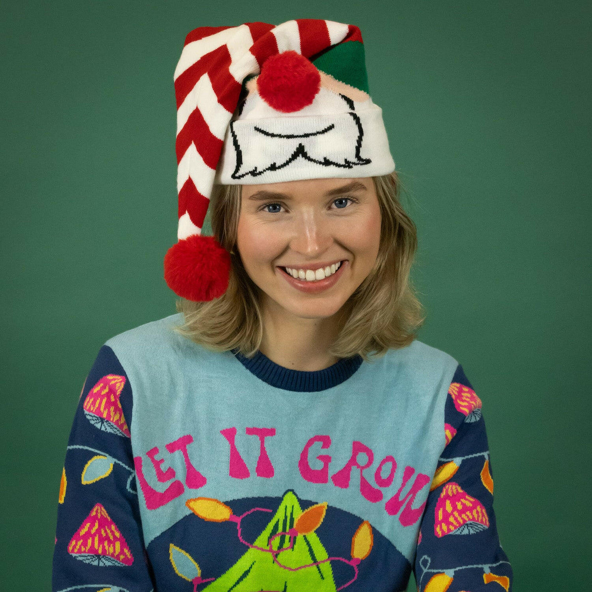 JAP Kerstmuts met 3D neus - Gnome - Rood/Wit, gedragen
