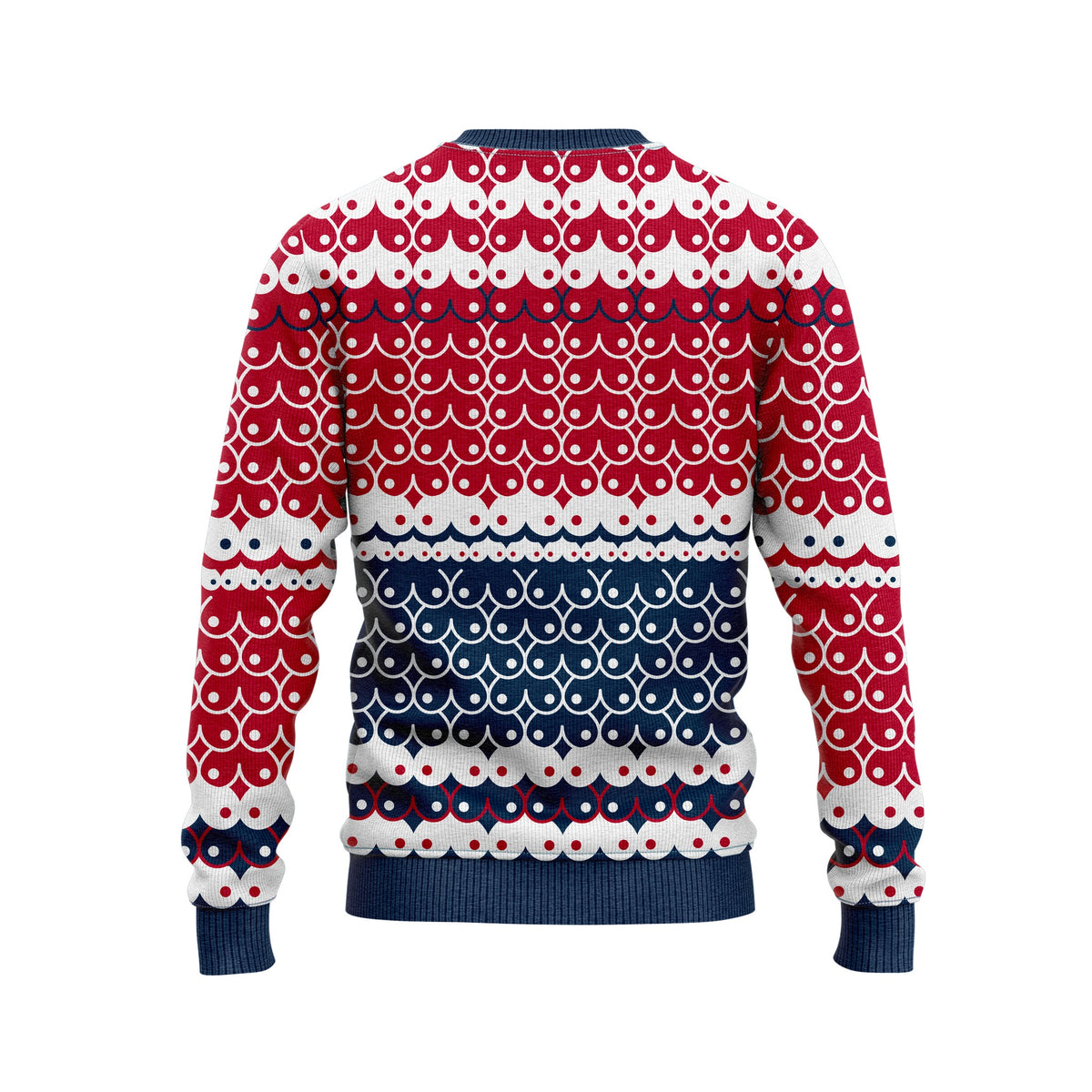 JAP Foute Kersttrui - LeTITSnow - Rood/Blauw, achterkant