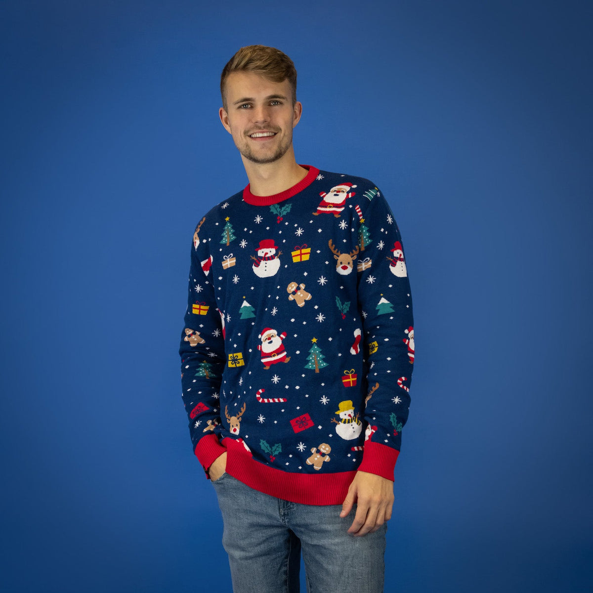 JAP Kersttrui - Christmas tale - Donker Blauw, gedragen