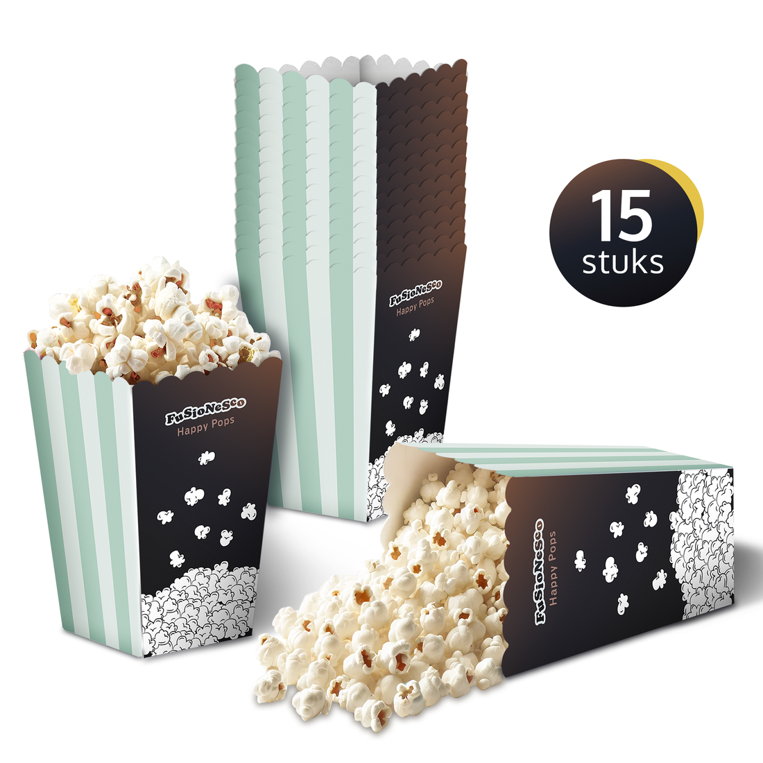 JAP HappyPops popcornbakjes van karton, 15 stuks