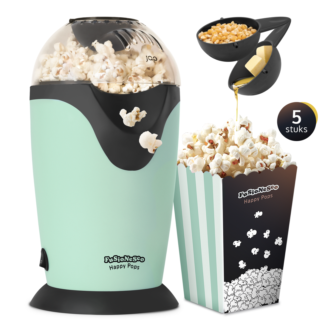 JAP HappyPops popcornmachine met hete lucht, 1200 W, groen