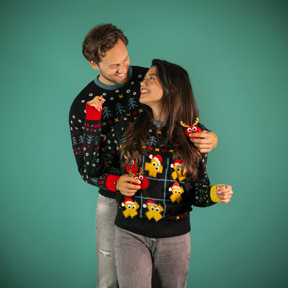 JAP Interactieve Kersttrui - Boter, Kaas en eieren, gedragen
