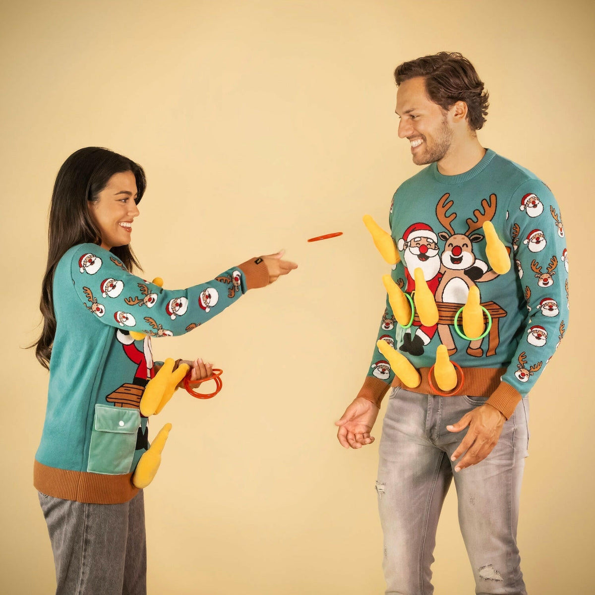 JAP Interactieve Kersttrui - Ring werpen, gedragen