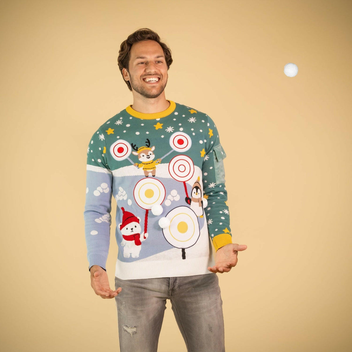 JAP Interactieve Kersttrui - Bal werpen, gedragen