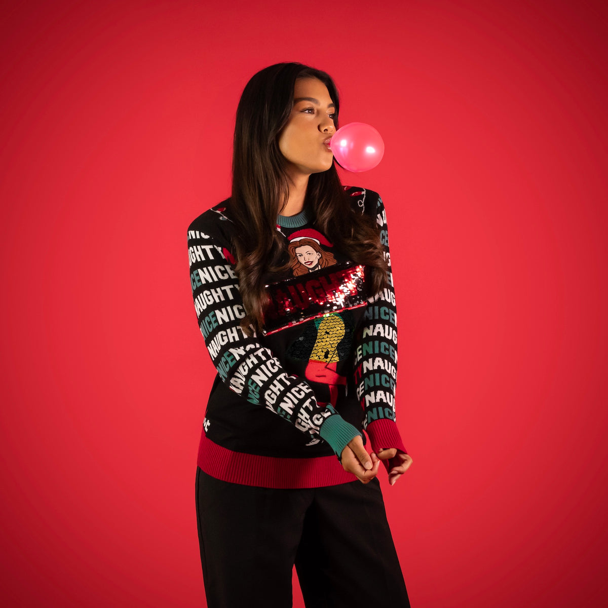 JAP Interactieve Kersttrui - Naughty/Nice, gedragen