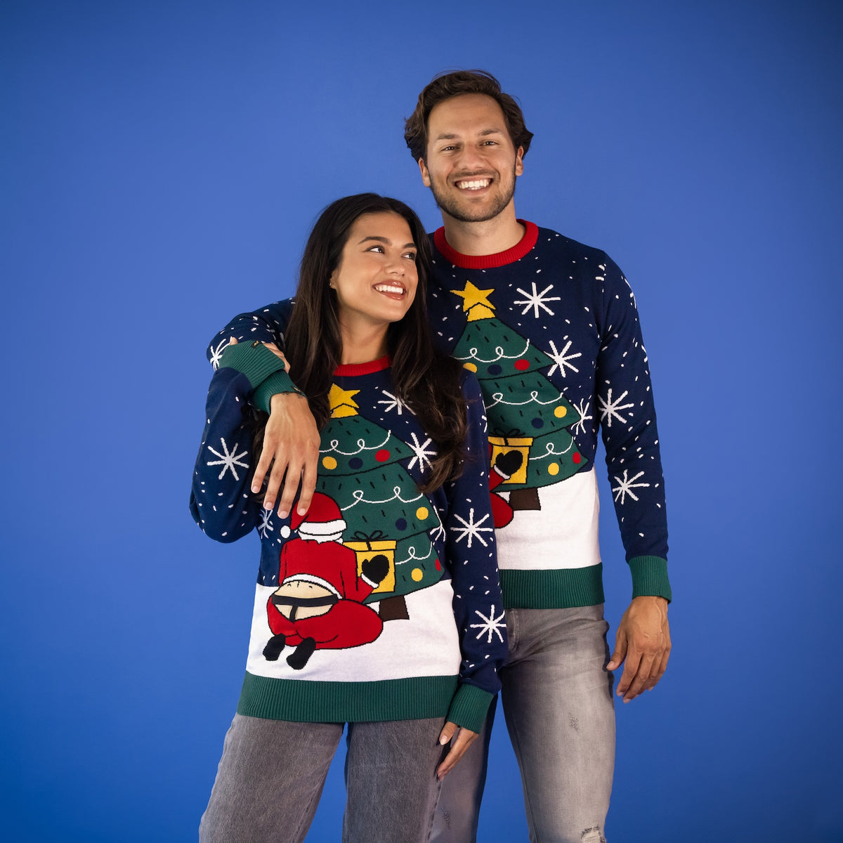 JAP Interactieve Kersttrui - Santastring, gedragen