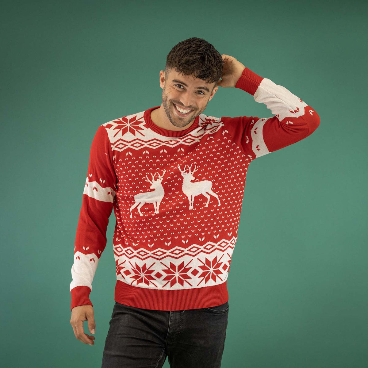 JAP Kersttrui - Classic one - Rood, gedragen