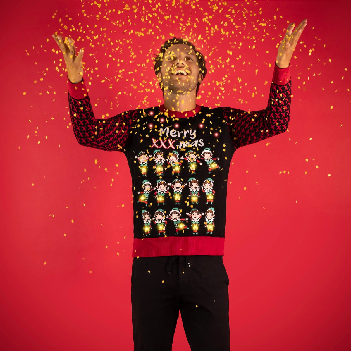 JAP Kersttrui met lichtjes - Merry XXX-mas, gedragen