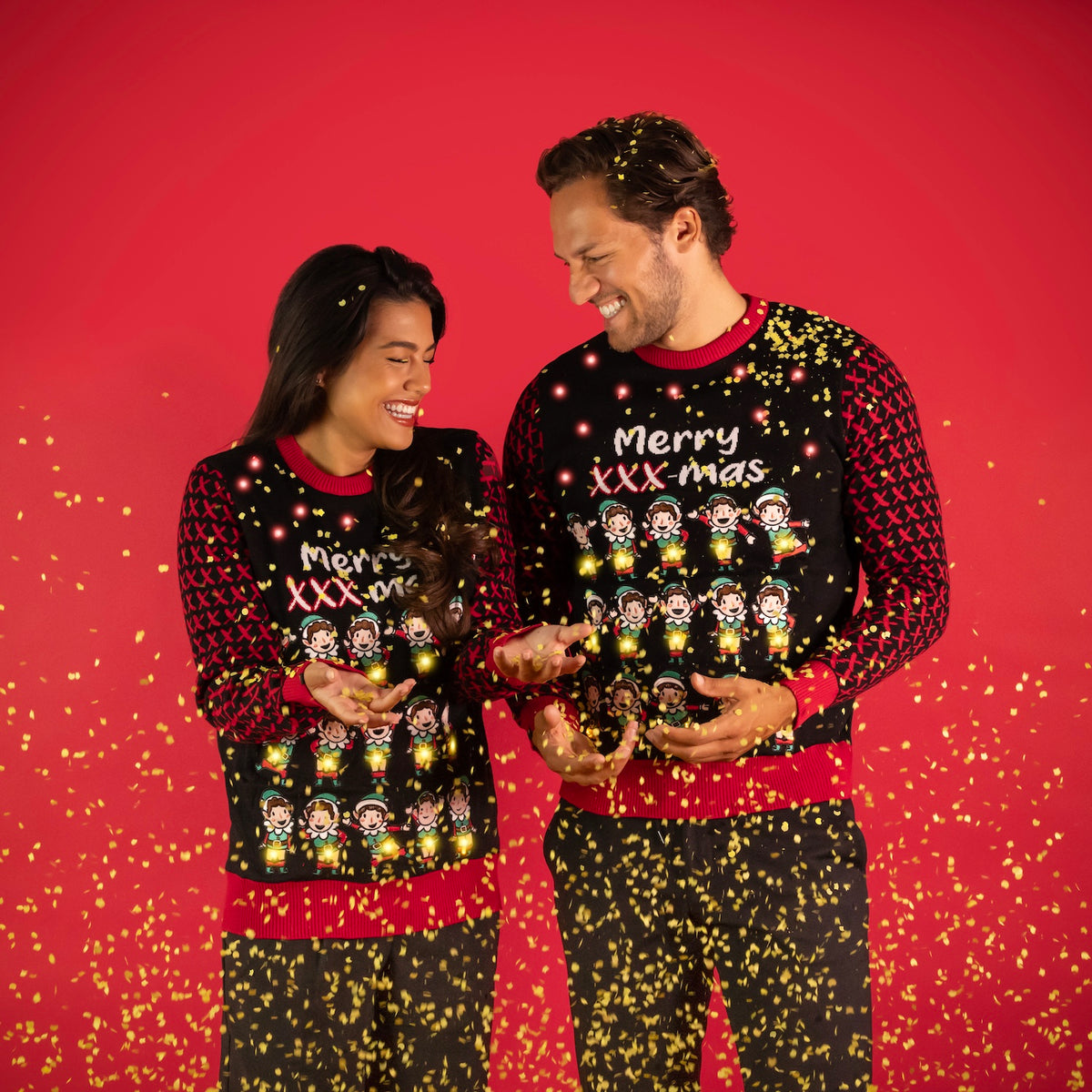 JAP Kersttrui met lichtjes - Merry XXX-mas, gedragen
