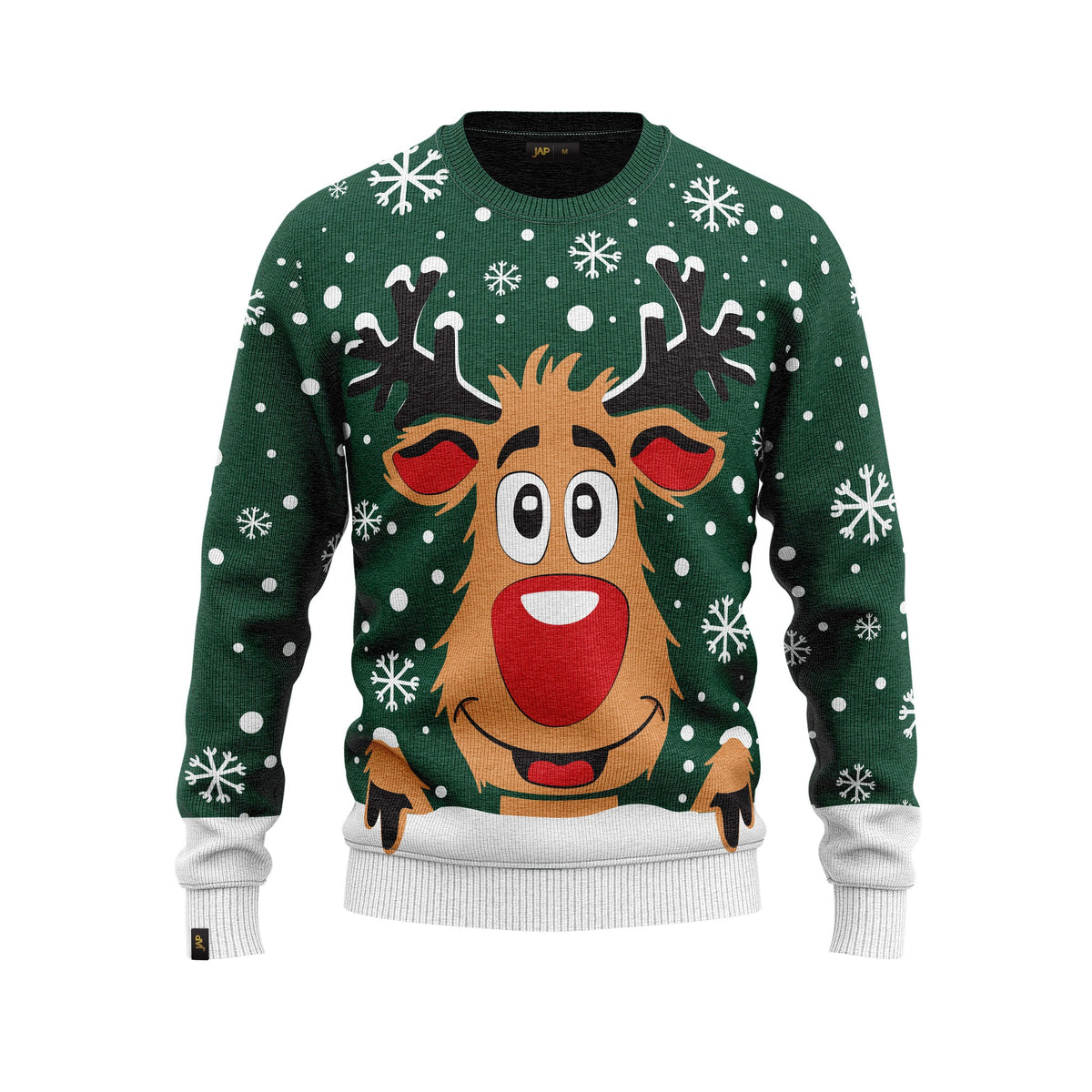 JAP Kersttrui - Rudolf het Rendier - Groen