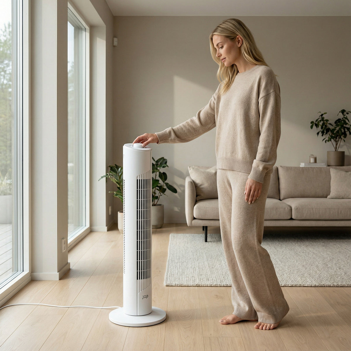 JAP Quebec torenventilator 76 cm met 3 snelheden in gebruik