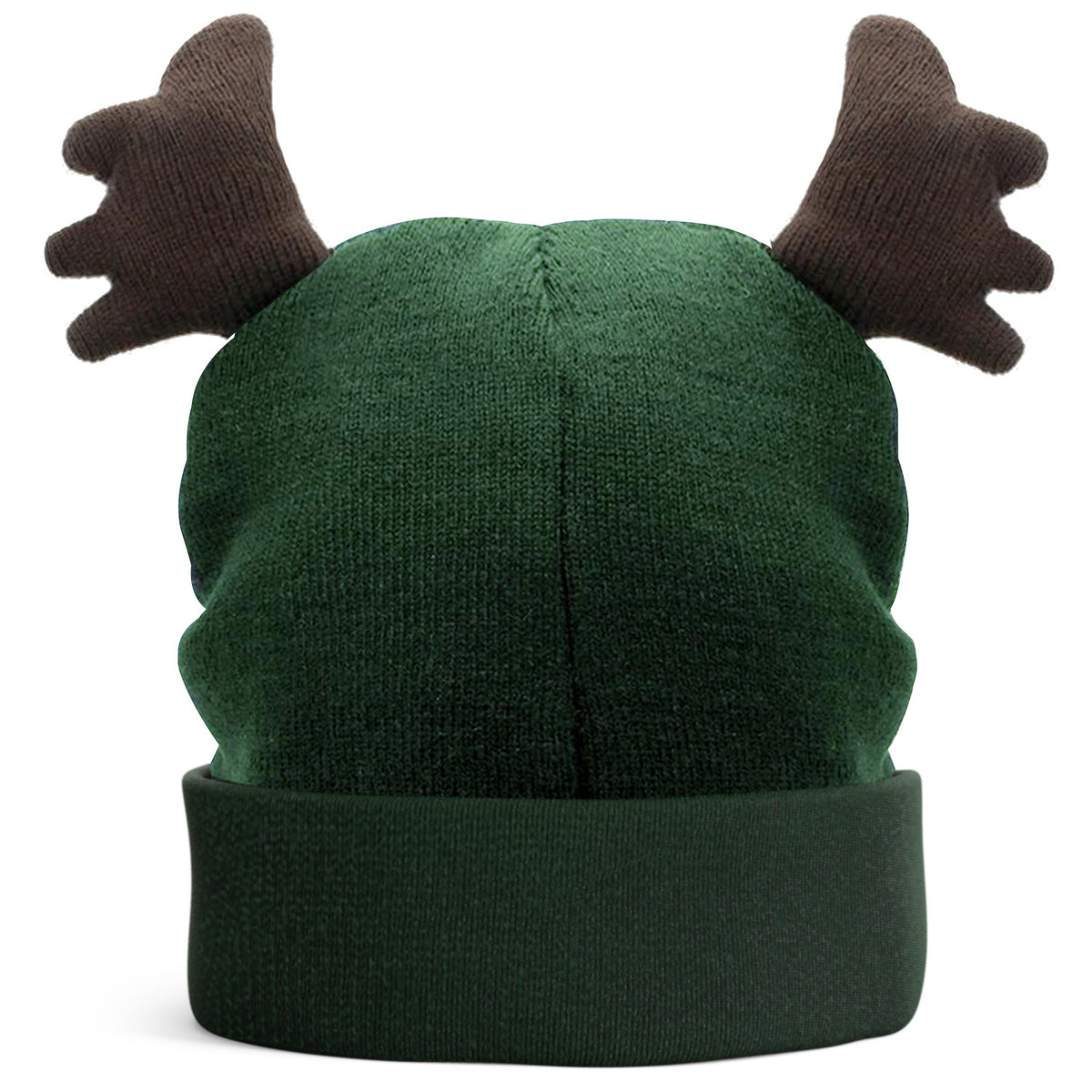 JAP Kerstmuts met hoorntjes en 3D neus - Rudolf het Rendier - Groen, achterkant