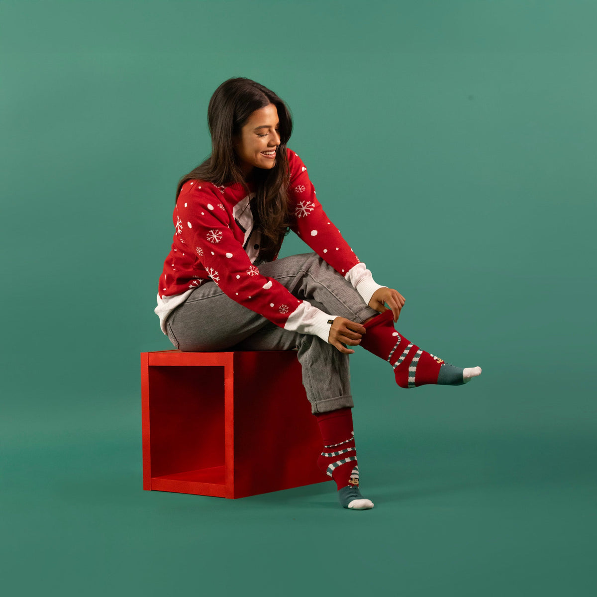 JAP - 3 Paar Kerstsokken met Cadeauverpakking, gedragen
