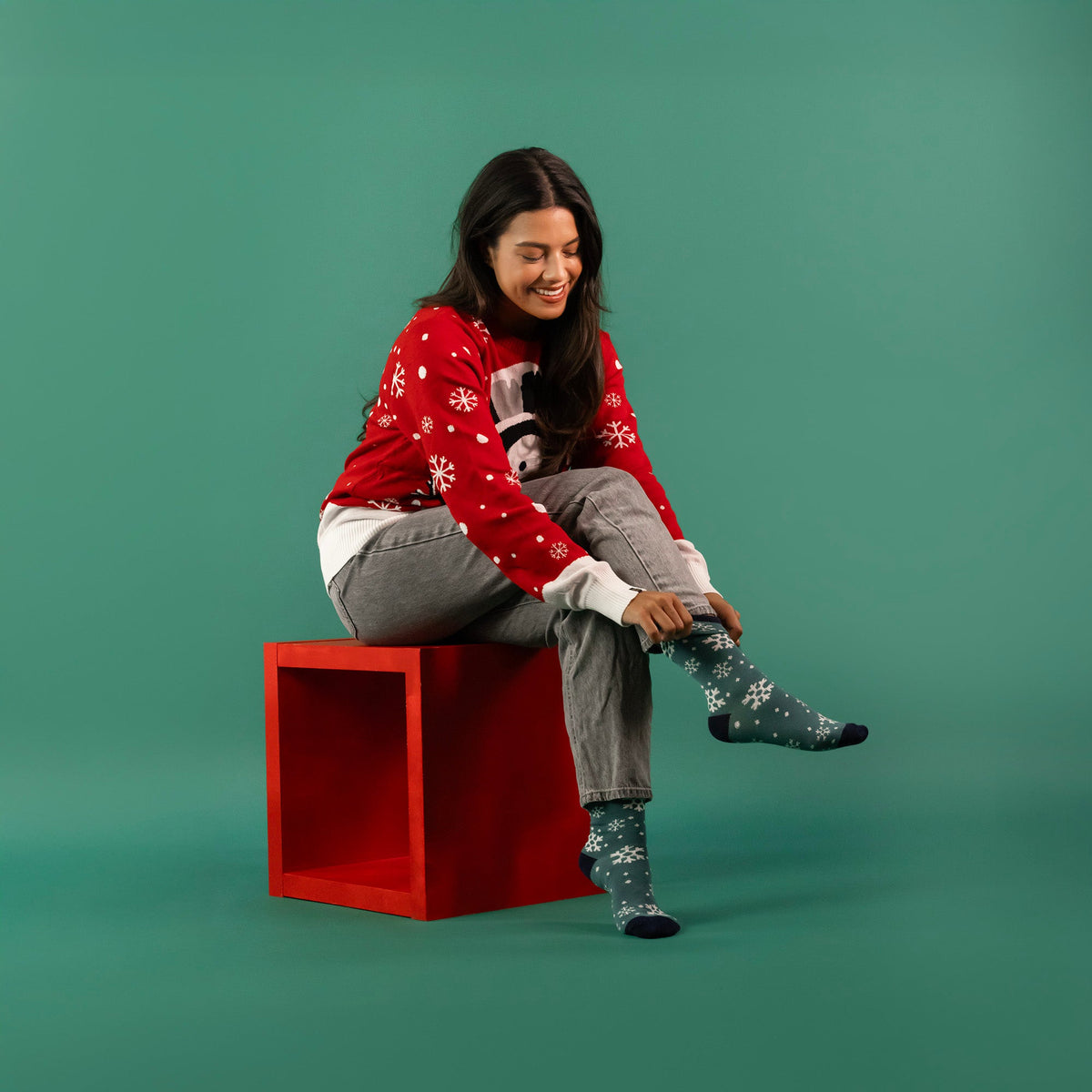 JAP - 3 Paar Kerstsokken met Cadeauverpakking, gedragen