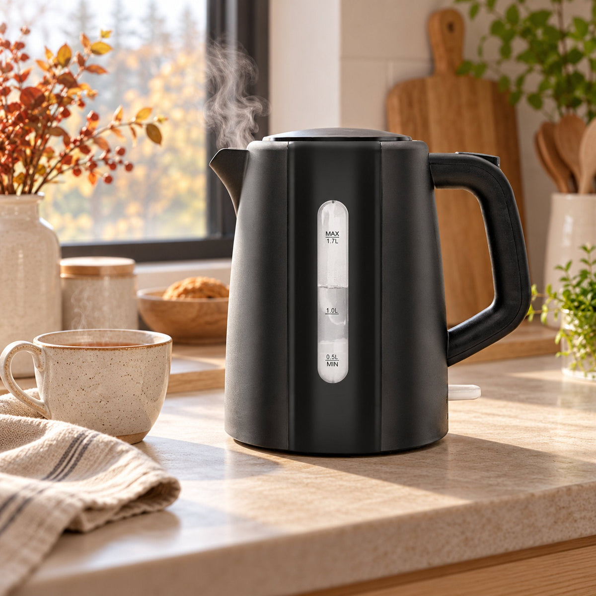 JAP Thermora waterkoker 1,7 liter met kalkfilter in gebruik